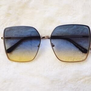 Monica Clear Blue & Yellow Geometric Sunglasses